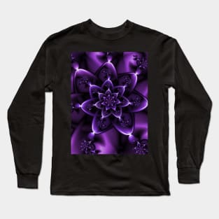 Purple Fractal Rose Long Sleeve T-Shirt